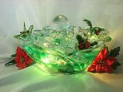 Christmas gift ideas. Holiday fountain with spinning globe and illuminating faux ice